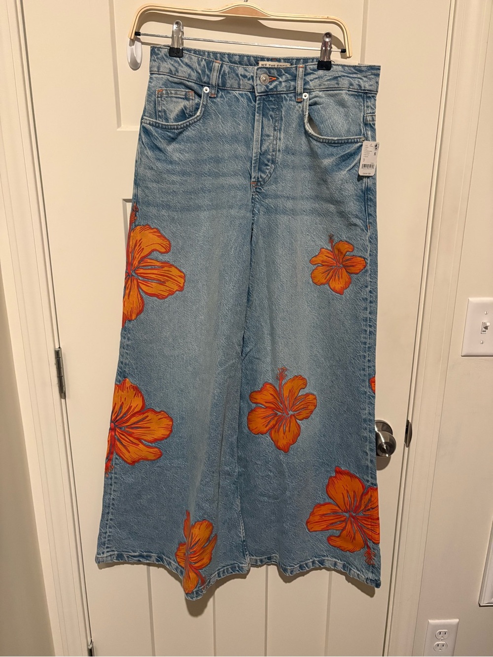 Free People We The Free Palisades Wide-Leg Jeans Flower Power 27 NWT - Picture 4 of 7